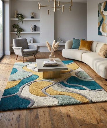 Scandinavian Retro Wool Rugs – Handmade Tufted Abstract Modern Decor, Custom Sizes, Perfect for Living Room, Bedroom, and Home Gift Ideas