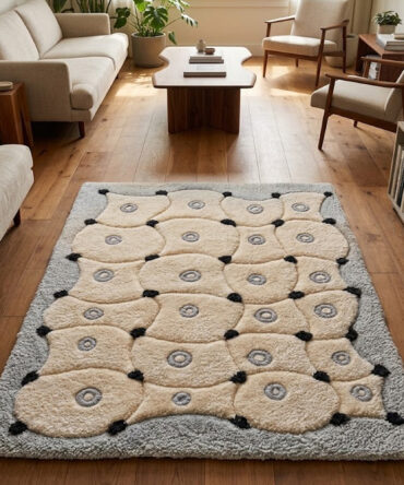 Indian handmade tufted wool rug Suitable for living room, bedroom, nursery & office, minimalist Decor
