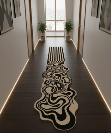Irregular Shape Melting Runner Rug Hand-Tufted Wool Rug, Custom Size