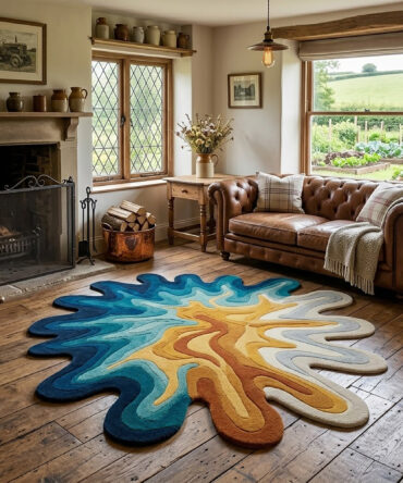 Melting tufted rugs colourful Abstract Rug, Irregular Modern Area Rug, Plush Floor Decor